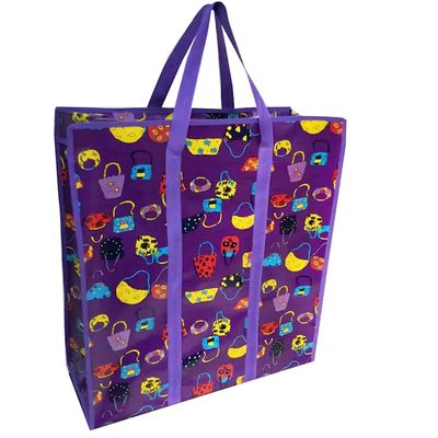 再利用可能 Zippered 防水 織物 ショッピング バッグ エコ フレンドリー ナイロン ハンドル カスタマイズ